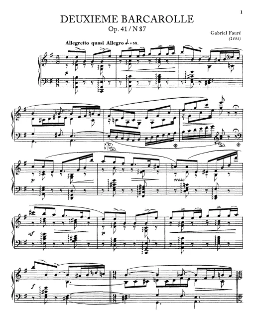 First page of Deuxième Barcarolle