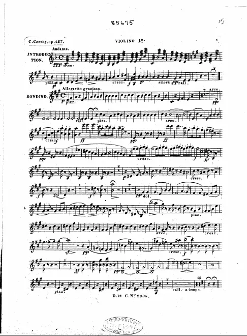 First page of Rondino for Piano Quintet