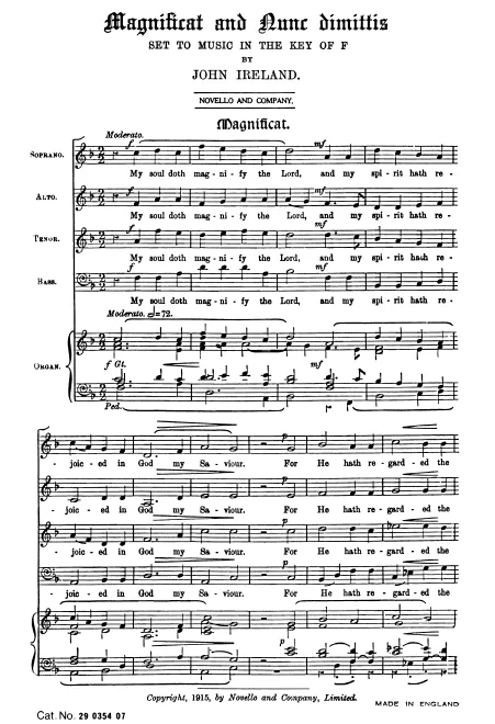First page of Magnificat and Nunc Dimittis in F major