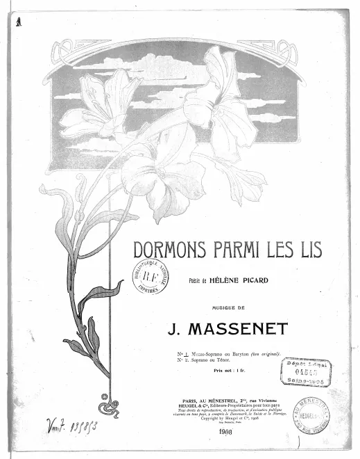 First page of Dormons parmi les lis