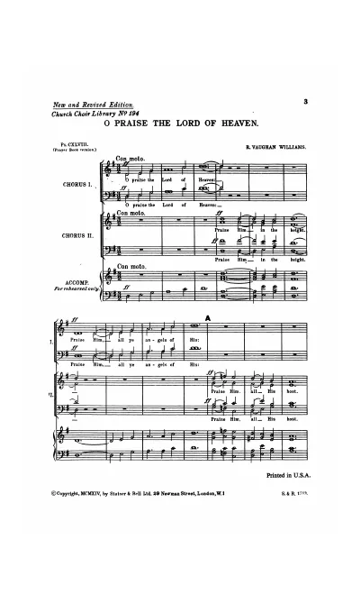 First page of O Praise the Lord of Heaven