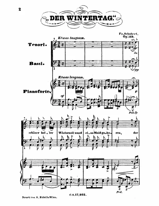 First page of Der Wintertag, Geburtstaglied