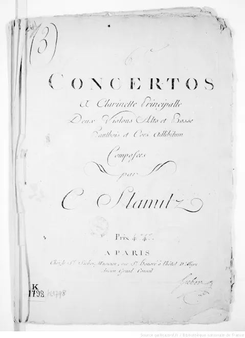 First page of Clarinet Concerto No.4 in B-flat major