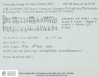 First page of Flute Concerto in D major