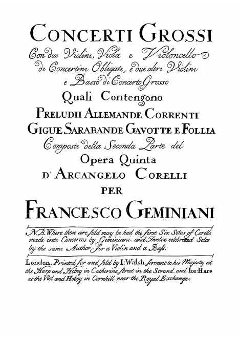 First page of Concerto Grosso in D minor