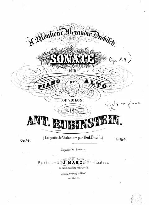 First page of Viola Sonata in f minor, Op.49