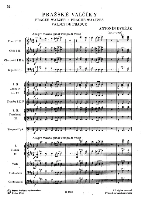 First page of Prague Waltzes