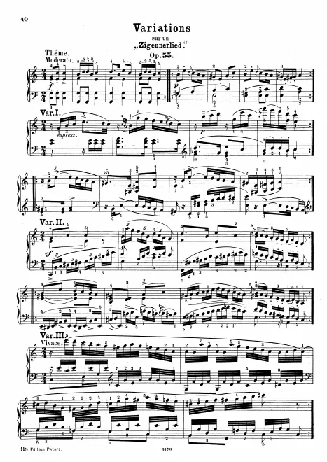 First page of Variations sur un chant tzigane