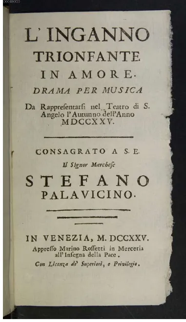 First page of L'inganno trionfante in amore