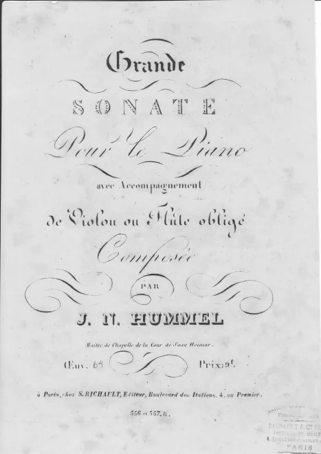 First page of Grande Sonate pour le Piano avec accompagnement de Violon ou Flûte obligé