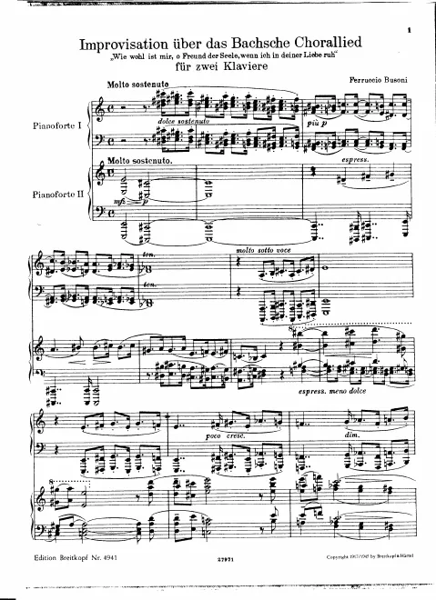 First page of Improvisation über Bachs Chorallied "Wie wohl ist mir"
