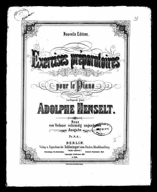 First page of Exercices Préparatoires pour le piano
