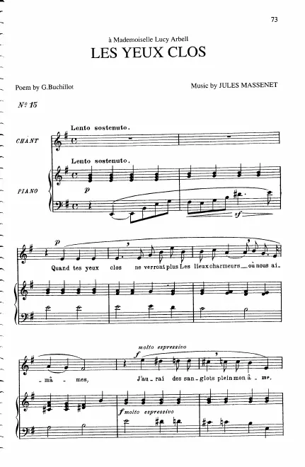 First page of Les yeux clos