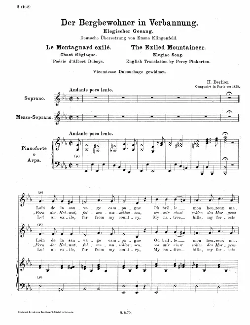 First page of Le montagnard exilé, Chant élégiacque