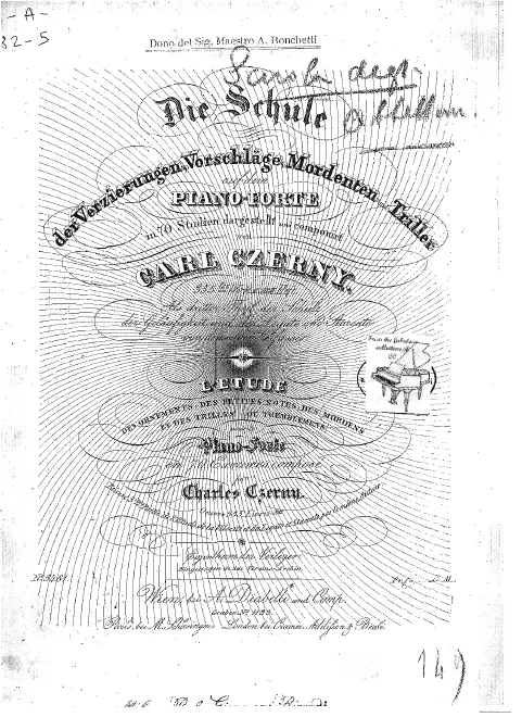 First page of Die Schule der Verzierungen, Vorschläge, Mordenten und Triller in 70 Studien