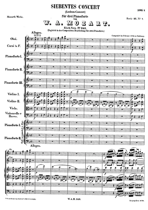 First page of Piano Concerto No.7
