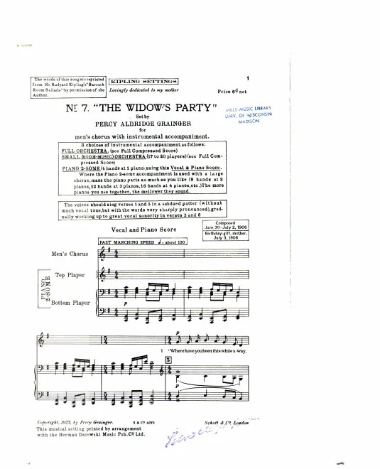 First page of The Widow's Party