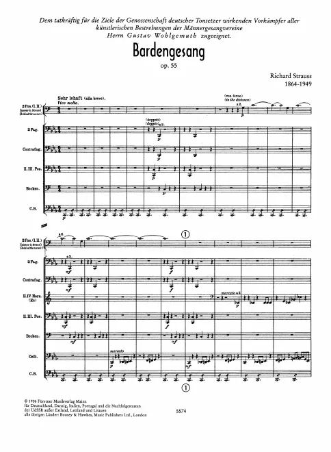 First page of Bardengesang, Op.55