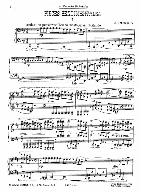 First page of Pièces sentimentales