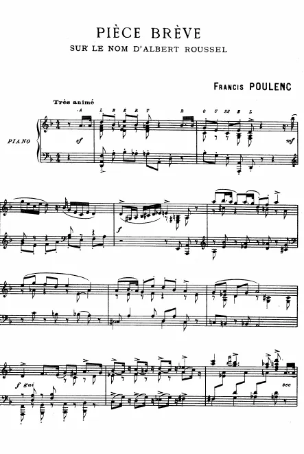 First page of Pièce brève sur le nom d’Albert Roussel