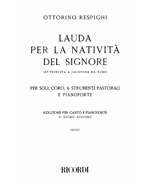 First page of Lauda per la Natività del Signore
