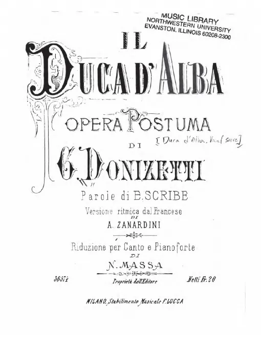 First page of Il duca d'Alba [Le duc d'Albe]
