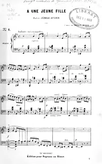 First page of À une jeune fille