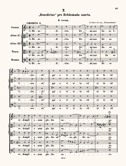 First page of Benedictus Dominus Deus Israel