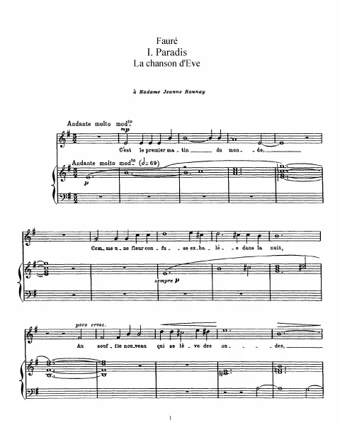 First page of La chanson d’Eve
