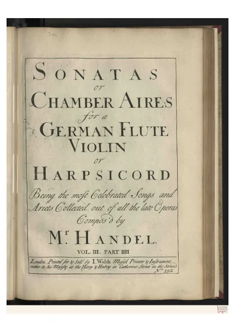 First page of Sonatas or Chamber Aires