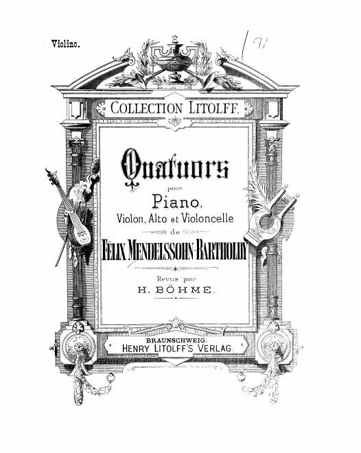 First page of Quatuors pour Piano, Violon, Alto et Violoncelle