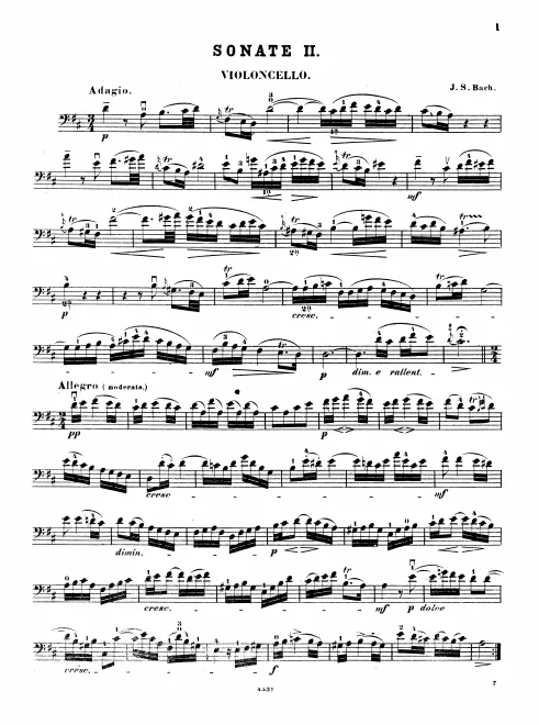 First page of Sonata for Viola da Gamba in D major