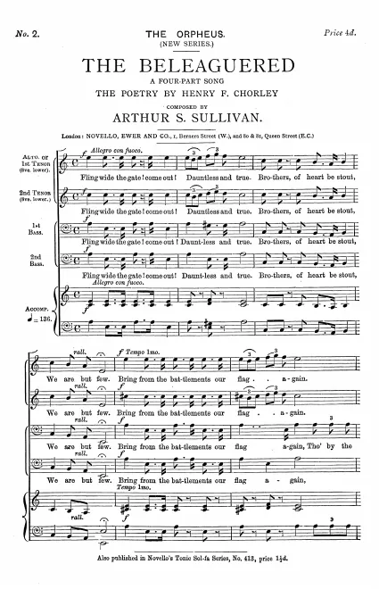 First page of The Beleaguered. A Four-Part Song.