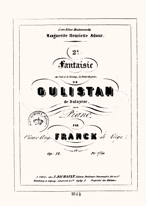 First page of Fantasy No.2 on the Air and the Virelay "Point du jour" by 'Gulistan' by Dalayrac