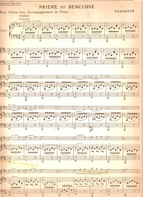 First page of Prière et Berceuse