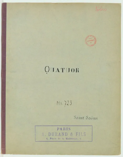 First page of Piano Quartet