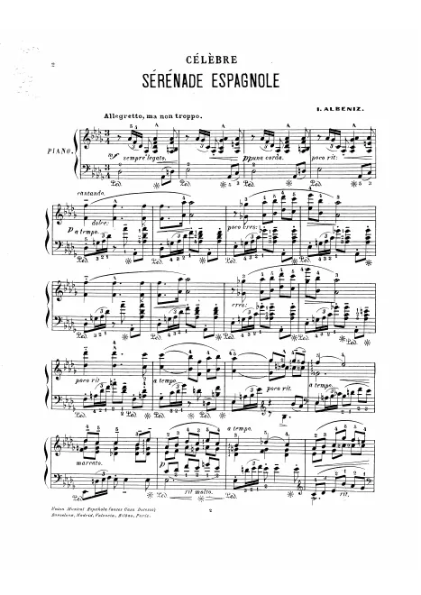 First page of Célèbre sérénade Espagnole