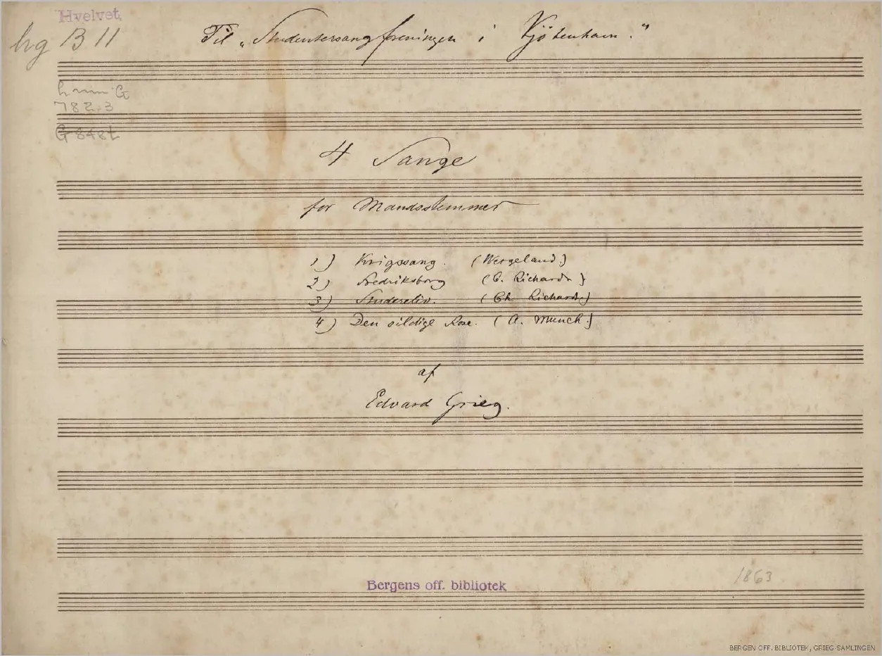 First page of 4 Songs for Male Voices