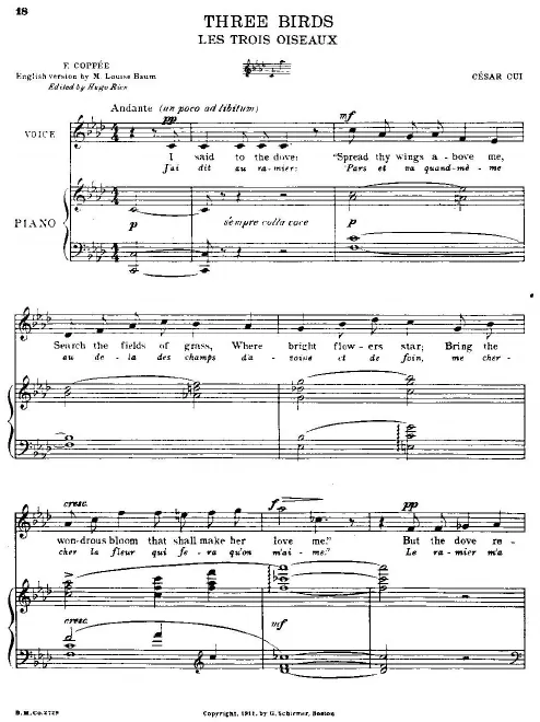 First page of Les trois oiseaux