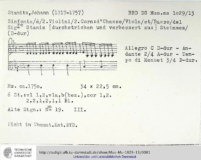 First page of Sinfonia in D major