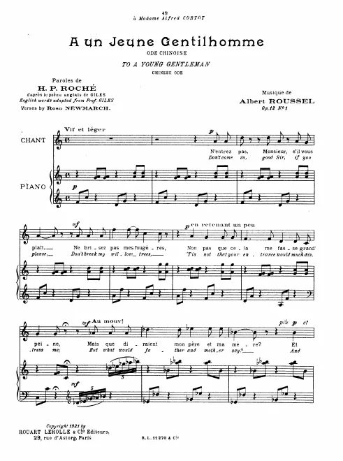 First page of 2 Poèmes chinois