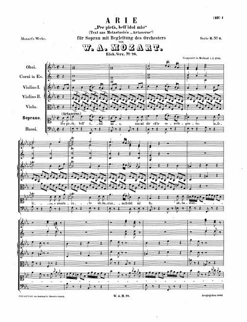 First page of Per pietà, bell'idol mio