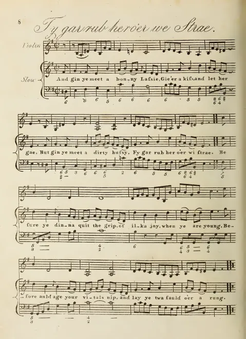 First page of Fy gar rub her o'er wi' Strae