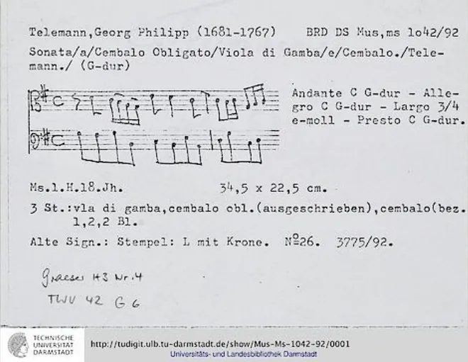 First page of Trio Sonata in G major