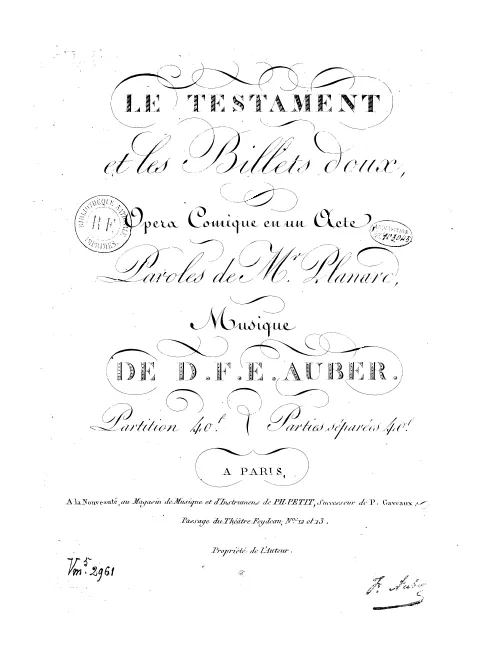 First page of Le testament et les billets doux