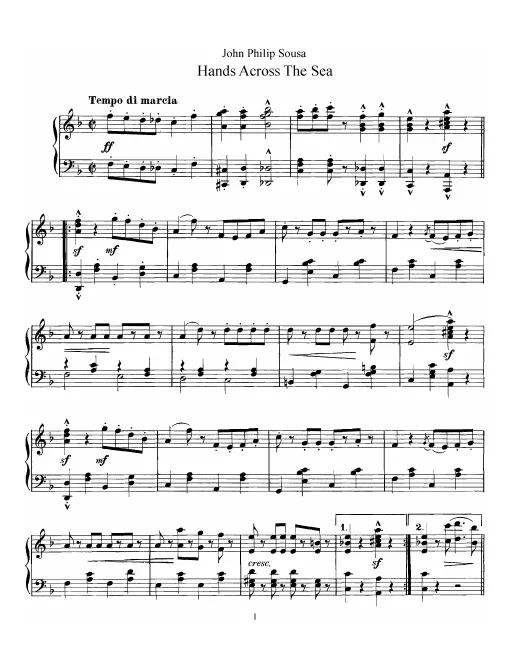 First page of Hands Across the Sea