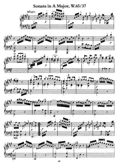 First page of Keyboard Sonata in A major