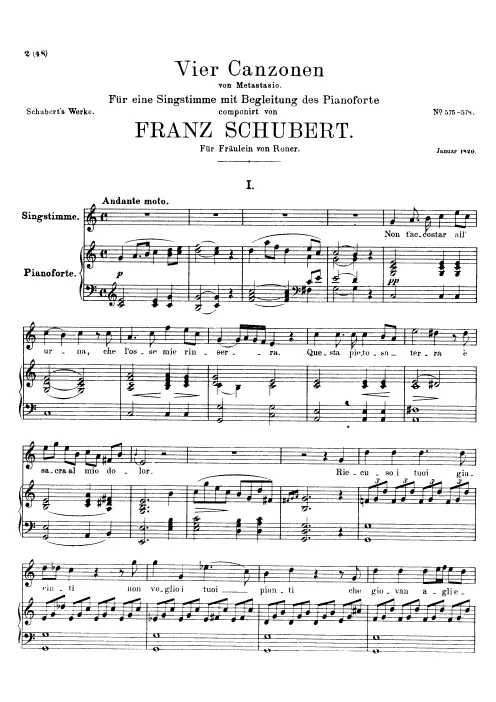 First page of Vier Canzonen