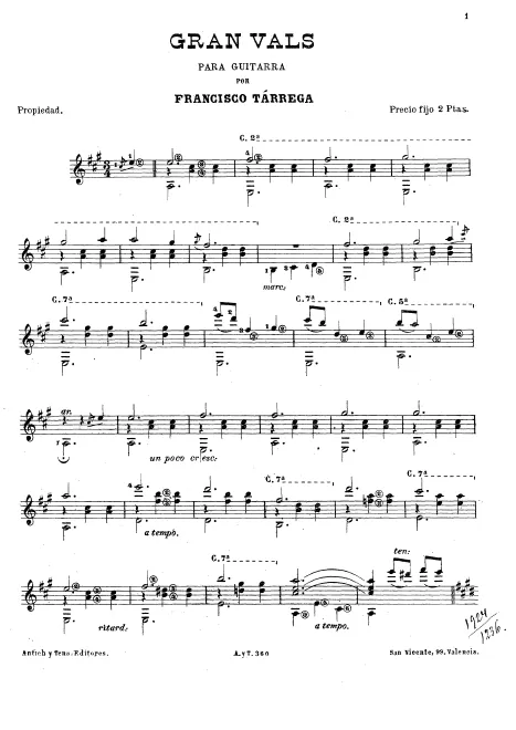 First page of Gran vals