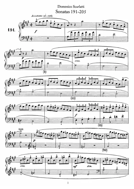 First page of Keyboard Sonata in A major